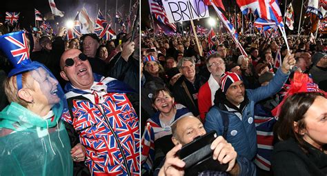 brexit day  pictures crowds costumes  placards  uk enters  era