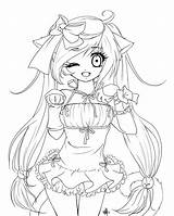 Coloring Anime Neko Maid Pages Base Girl Template sketch template
