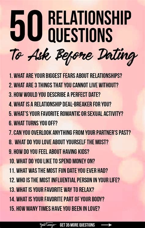 A Pink Background With The Words 50 Questions To Ask Before Dating