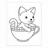 Stamp Teacup Colouring sketch template
