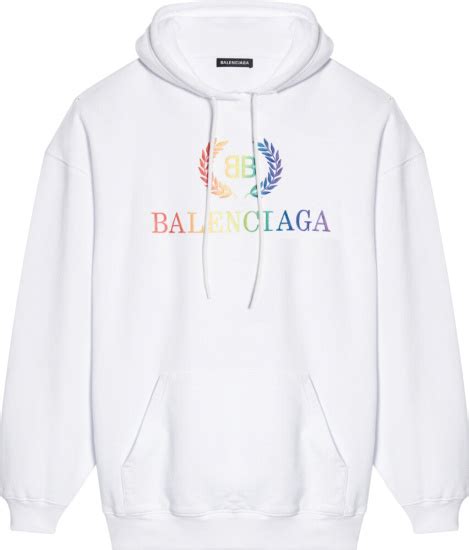 balenciaga white and rainbow logo hoodie incorporated style