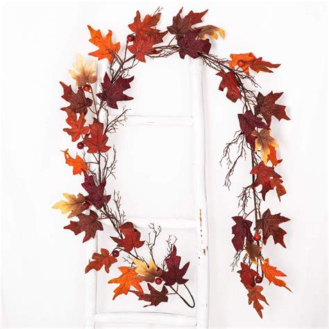 coolmade  pack fall maple leaf garland ft artificial foliage garland autumn hanging fall