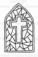 Stained Glass Cross Coloring Pages Stamp Digital Printable Color Getcolorings Getdrawings sketch template