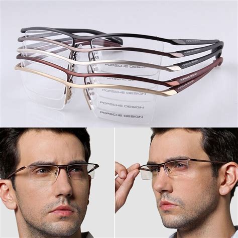 56mm Pure Titanium Men Half Rim Black Eyewear Glasses Optical