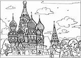 Rusia Colorear Kremlin Templo sketch template