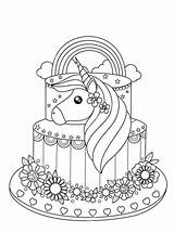 Unicorn Cake Coloring Pages Birthday Cakes Book Illustration Adult Stock Drawing Printable Vector Doodle Handdrawn Style Depositphotos Fun Kids Votes sketch template