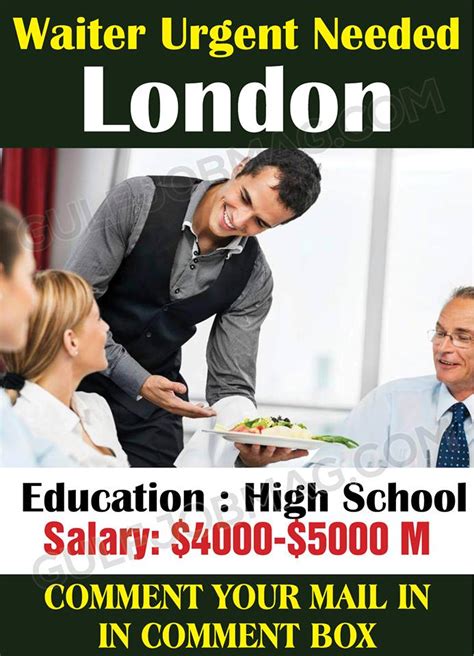 waiter job opportunity in london gulf job mag