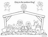 Scene Nativity Christmas Manger Drawing Getdrawings Kids Printable sketch template