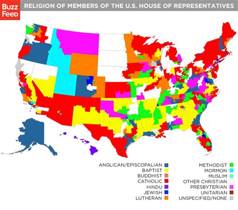 religion map  congress members shows  diversity  faith  government map