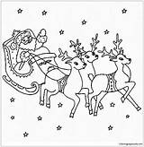 Santa Pages Flying Reindeer Coloring Christmas Color Printable Holidays sketch template