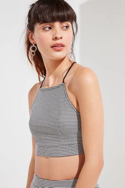 uo polka dot cropped halter top urban outfitters