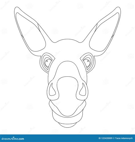 donkey face head vector illustration coloring book stock vector