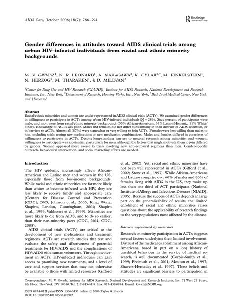 pdf gender differences in attitudes toward aids clinical