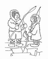 Fishing Coloring Eskimo Pages Winter Ice Sheets Fish Eskimos Kids Printable Color Pole Preschool North Clipart Cliparts Colouring Esquimales Bestcoloringpagesforkids sketch template