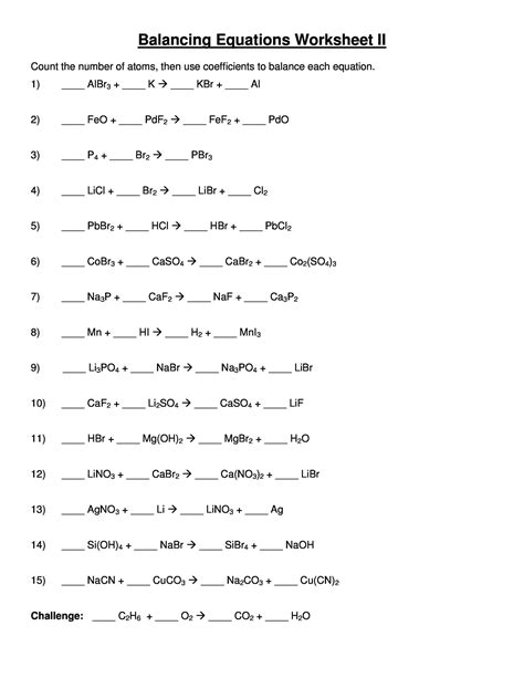 wonderful balancing equations worksheet balancing chemical equations
