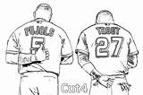 Coloring Baseball Pages Mlb Printable Cubs Chicago Angels Drawing Los Angeles Players Trout Jersey Dodgers Derek Jeter Adult Print Uniform sketch template