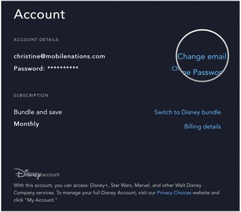 cambiare password ed email su disney tuttotechnet