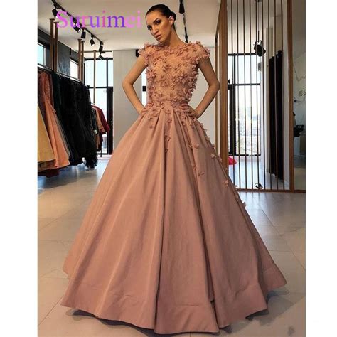 Designer Plus Size Prom Dresses 2019 Short Sleeve Flower