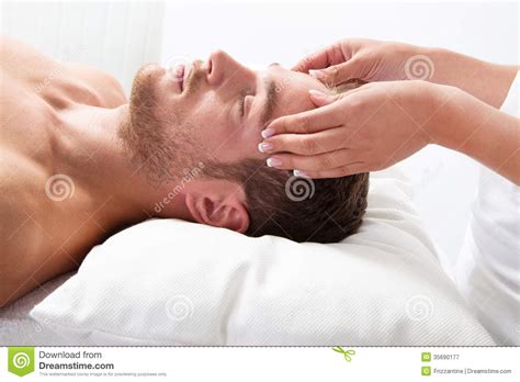 Man Has Massage In Spa Stock Image Image Of Relaxation