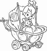 Coloring Pebbles Flintstones Flintstone Pages Baby Color Cartoon Drawings 3kb 660px Cart Her Choose Board sketch template