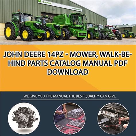 john deere pz mower walk  parts catalog manual   service manual repair