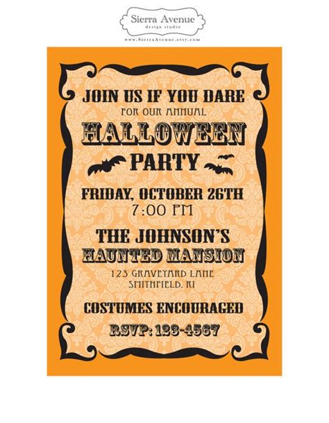 halloween invitation custom printable  sierraavenue  etsy