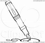 Pen Fountain Nib Drawing Clipart Swirls Illustration Vintage Vector Royalty Lal Perera Silhouette sketch template