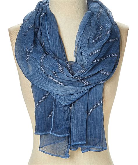 oussum navy scarfs  women winter summer fashion zigzag scarves