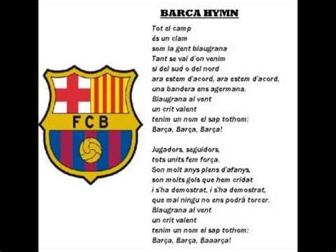 barcelona barca hymn  lyrics youtube