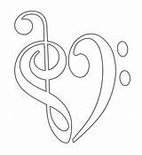 Clef Heart Treble Bass Coloring Colouring Clefs Forming Pages Color Clipart Print Netart sketch template