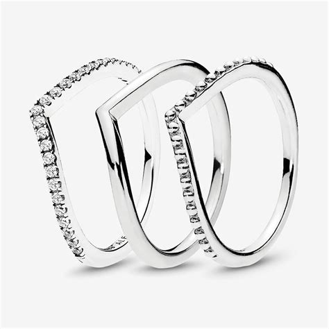 sparkling wishbone stacking ring set pandora ca