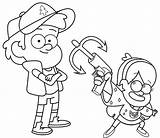 Coloring Gravity Falls Pages Mabel Dipper Grappling Hook Holding Themed Disney Children Cute Dessin sketch template