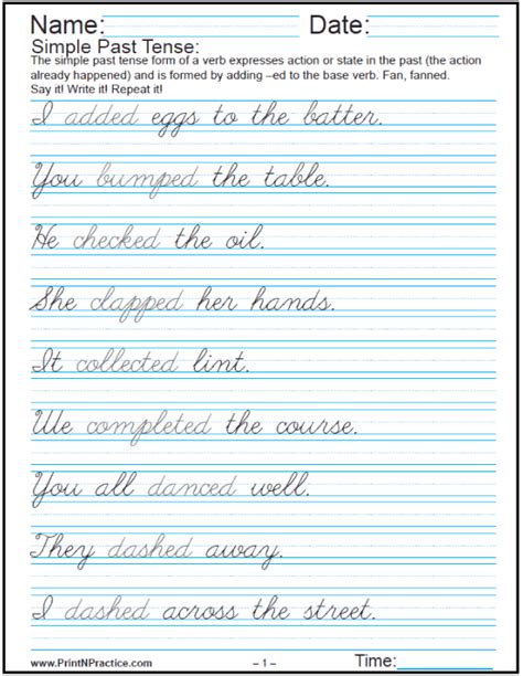 practice cursive writing worksheets sentences
