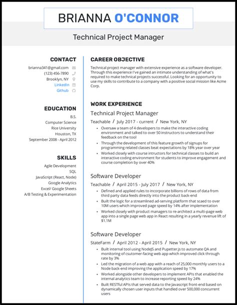 Project Management Resume Bullets Project Management Resume Examples