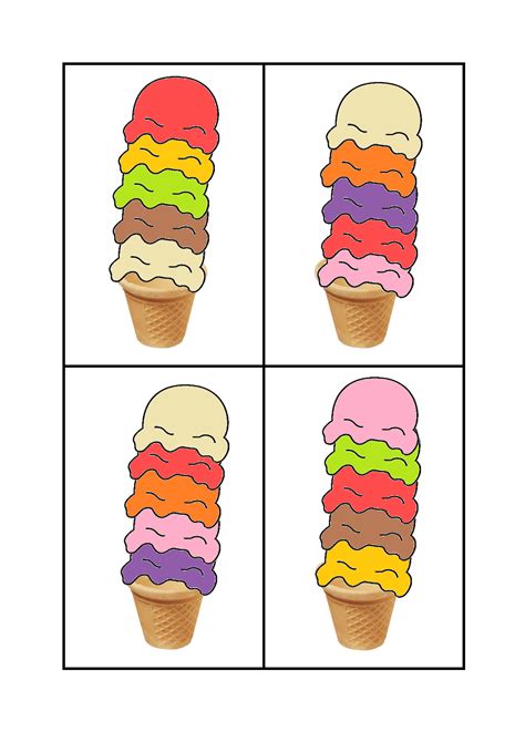 kleuren en volgorde stapelspel met ijsjes rollenspel zomers ijs thema