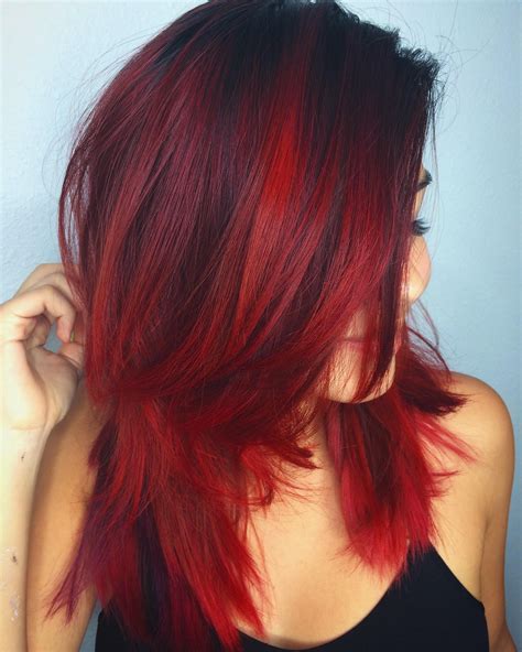 sister  practicing  hair colors   love  fire red red ombre hair red balayage