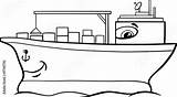 Ship Container Cartoon Coloring Stock Vector Illustration Transport Comp Contents Similar Search Depositphotos sketch template