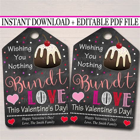 bundt cake valentine printable gift tags valentines gift tags