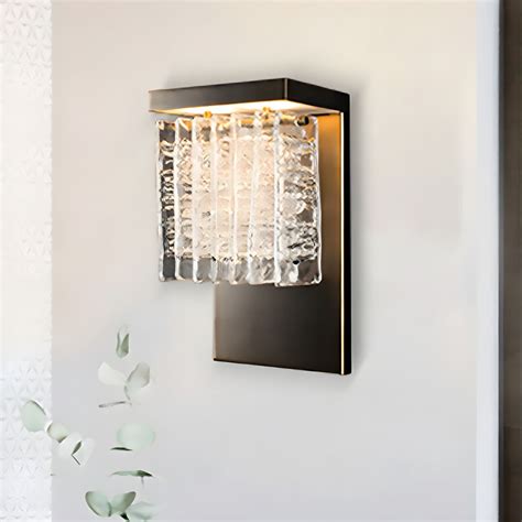 beveled crystal panel wall light fixture minimalist led sconce lighting  chrome  rectangle