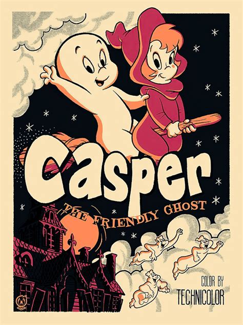 casper  friendly ghost vintage cartoon poster art print etsy