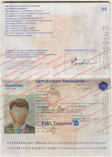 french passport template high quality fake template