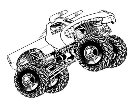 gambar monster jam jumping horned truck coloring pages color luna