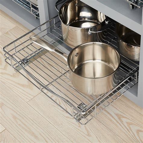 pull out shelf lynk chrome pull out cabinet drawers the container store