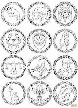 Zodiac Coloring Signs Pages Tribal Chinese Astrology Curvy Printable Adults Color Sign Virgo Horoscope Drawings Star Colorings Aries Symbols Template sketch template