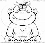 Dumb Coloring Drunk Chimpanzee Clipart Cartoon Outlined Vector Pages Die Ways Printable Cory Thoman Template sketch template