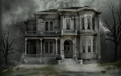haunted mansion black  white house halloween forgotten ruins