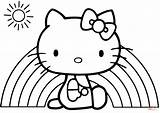 Coloring Kitty Hello Rainbow Pages Printable Drawing sketch template