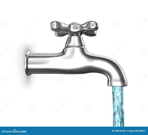 water faucet  flowing water isolated  white royalty  stock
