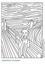Coloring Edvard Munch Scream Famous Artwork Printable Printablee Pages Painting Via sketch template