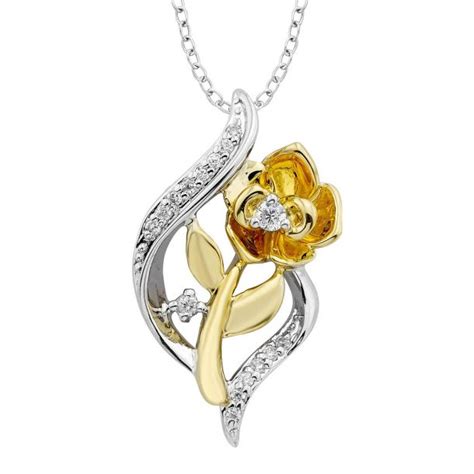 enchanted disney fine jewelry belles diamond rose twist pendant necklace ctw reeds jewelers
